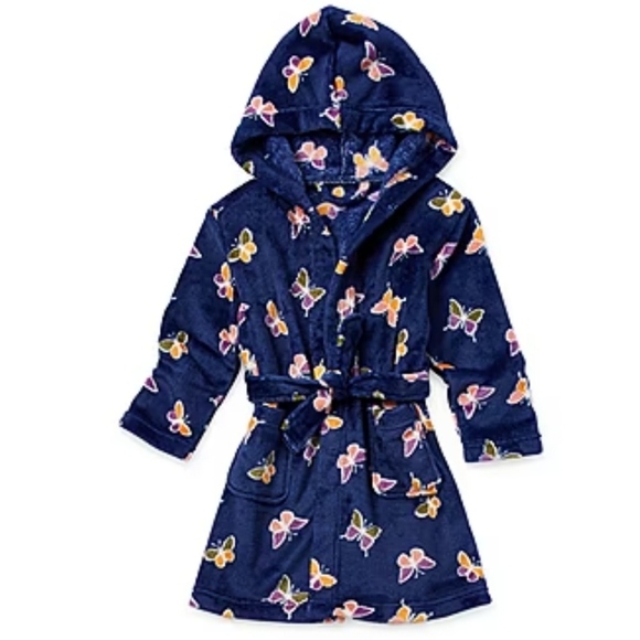 okie dokie Other - Okie Dokie Toddler Girls Mid Length Long Sleeve Hooded Butterfly Robe Blue 6X